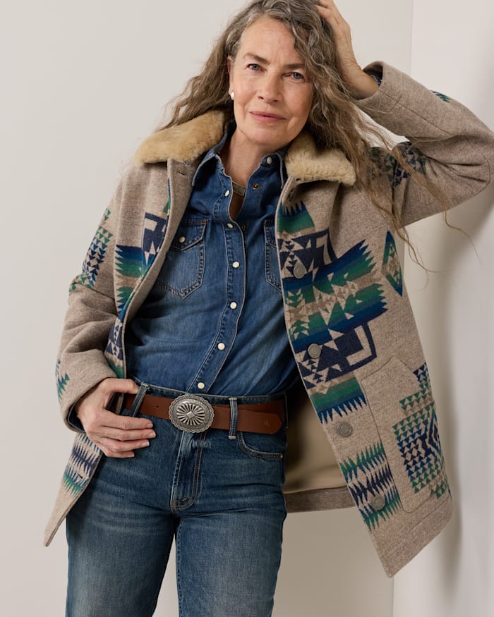 WOMEN'S BROWNSVILLE SHEARLING COLLAR WOOL COAT
